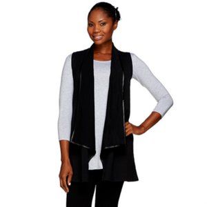 NWT WOMEN W/CONTROL WATERFALL FAUX LEATHER VEST XS